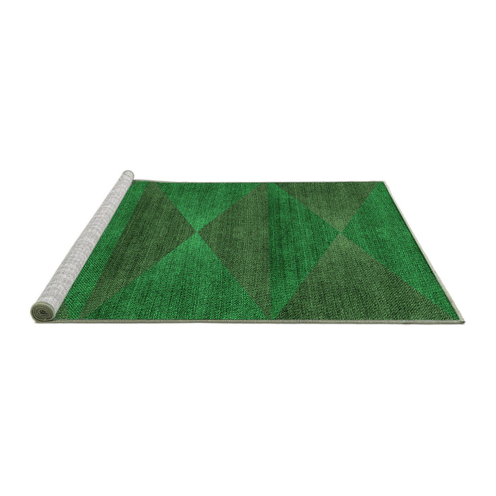 Sideview of Machine Washable Transitional Deep Emerald Green Rug, wshpat1142grn