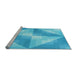 Sideview of Machine Washable Transitional Bright Turquoise Blue Rug, wshpat1143lblu