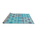 Sideview of Machine Washable Transitional Blue Rug, wshpat1144lblu