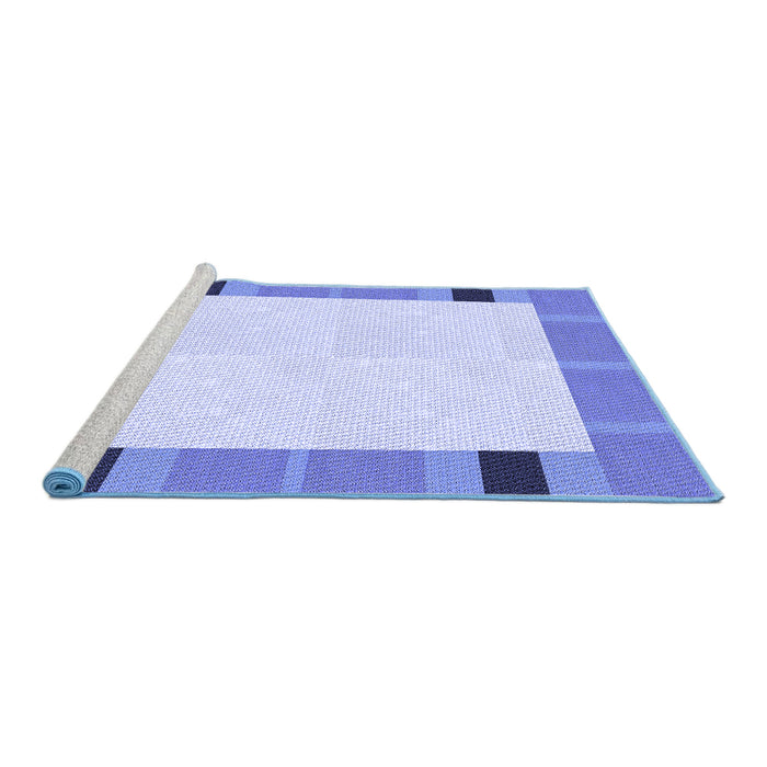 Sideview of Machine Washable Transitional Blue Rug, wshpat1145blu