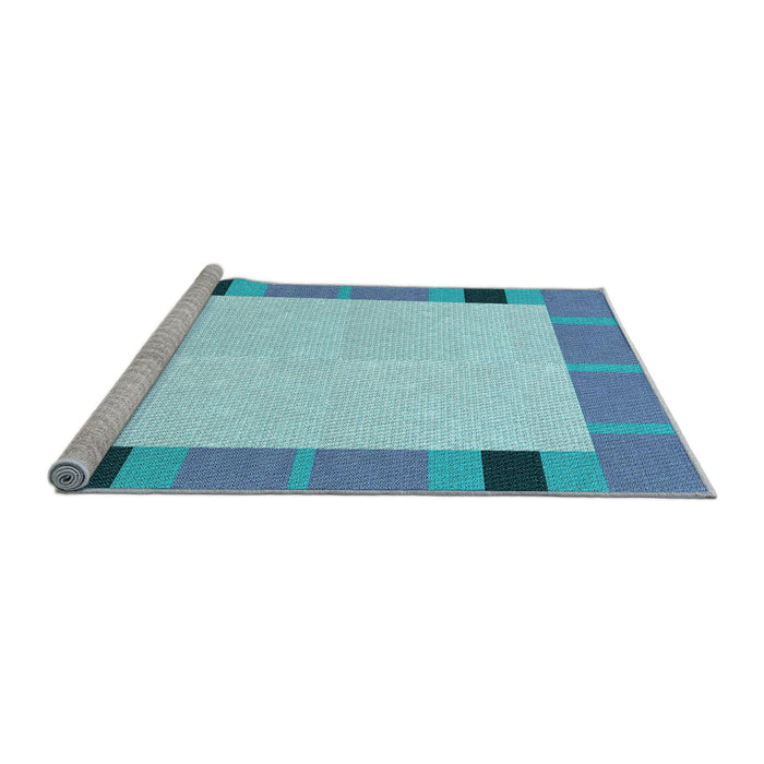 Sideview of Machine Washable Transitional Blue Rug, wshpat1145lblu