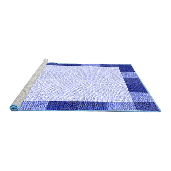 Sideview of Machine Washable Transitional Blue Rug, wshpat1146blu