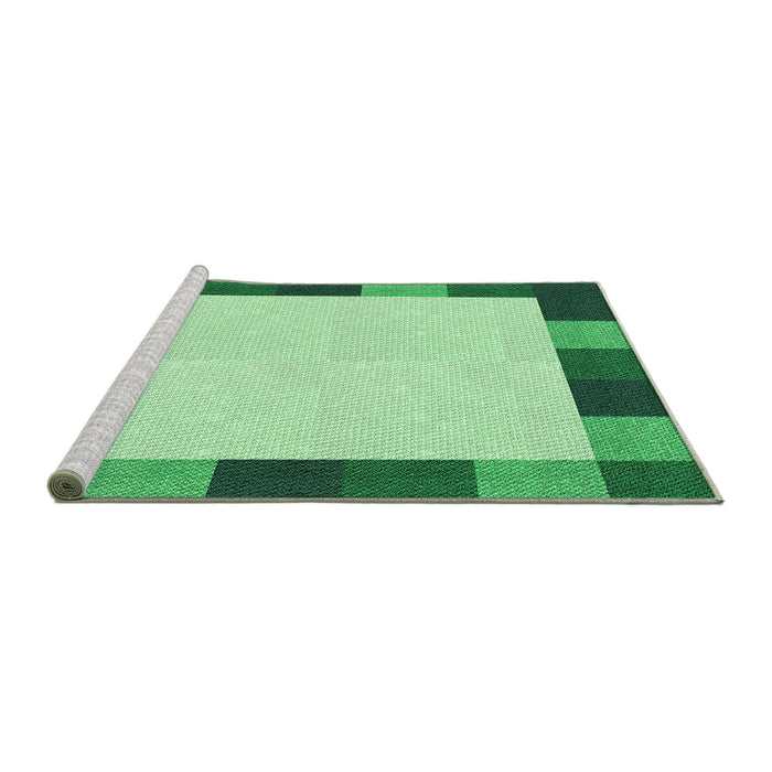 Sideview of Machine Washable Transitional Light Green Rug, wshpat1146grn