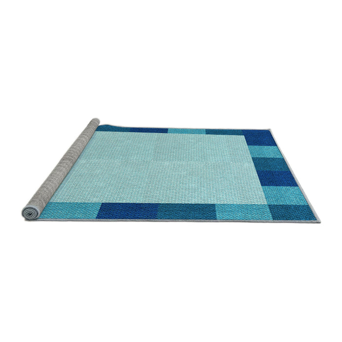 Sideview of Machine Washable Transitional Blue Rug, wshpat1146lblu