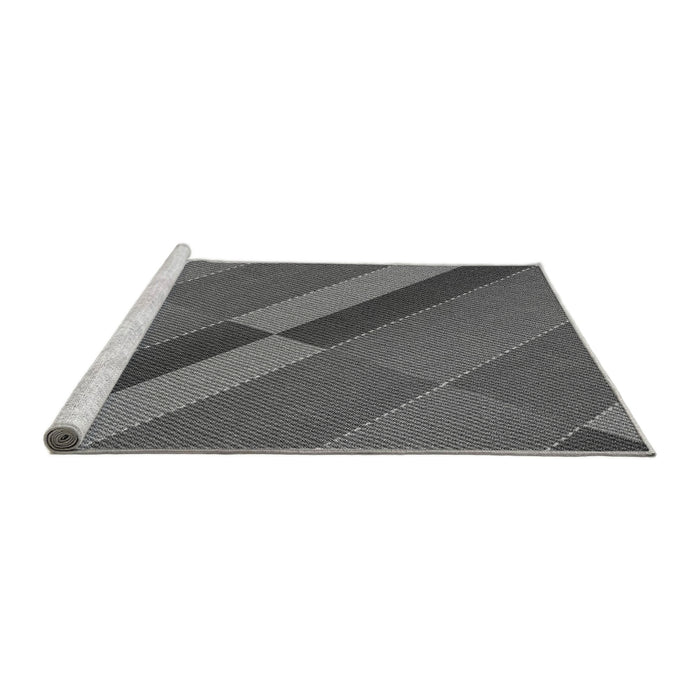 Sideview of Machine Washable Transitional Gunmetal Gray Rug, wshpat1147gry