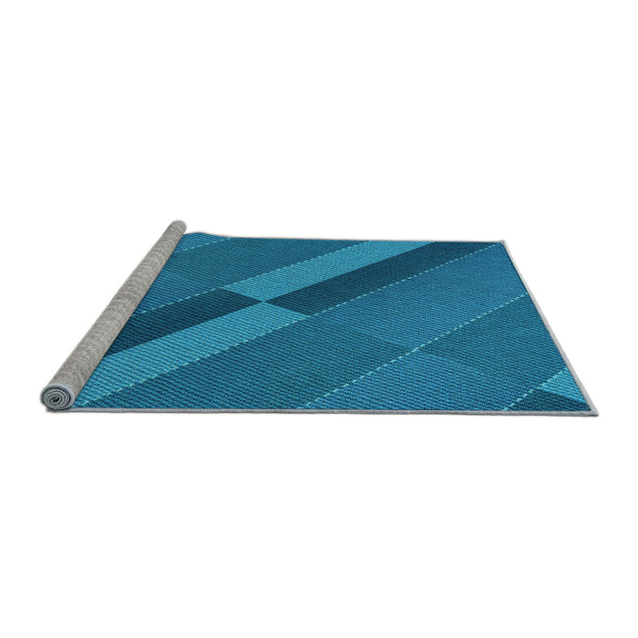 Sideview of Machine Washable Transitional Blue Rug, wshpat1147lblu