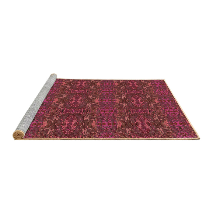 Sideview of Machine Washable Transitional Cherry Red Rug, wshpat1148brn