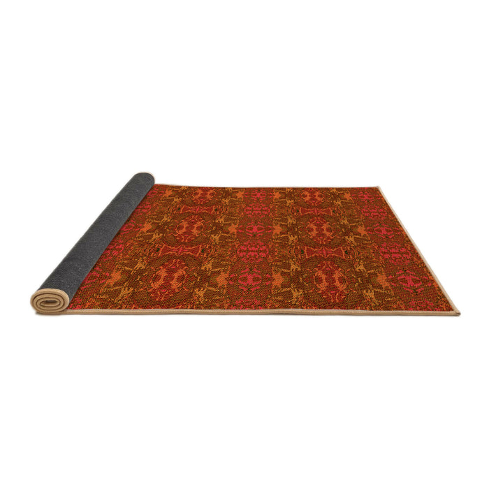 Thickness of Patterned Orange Red Orange Rug, pat1148yw