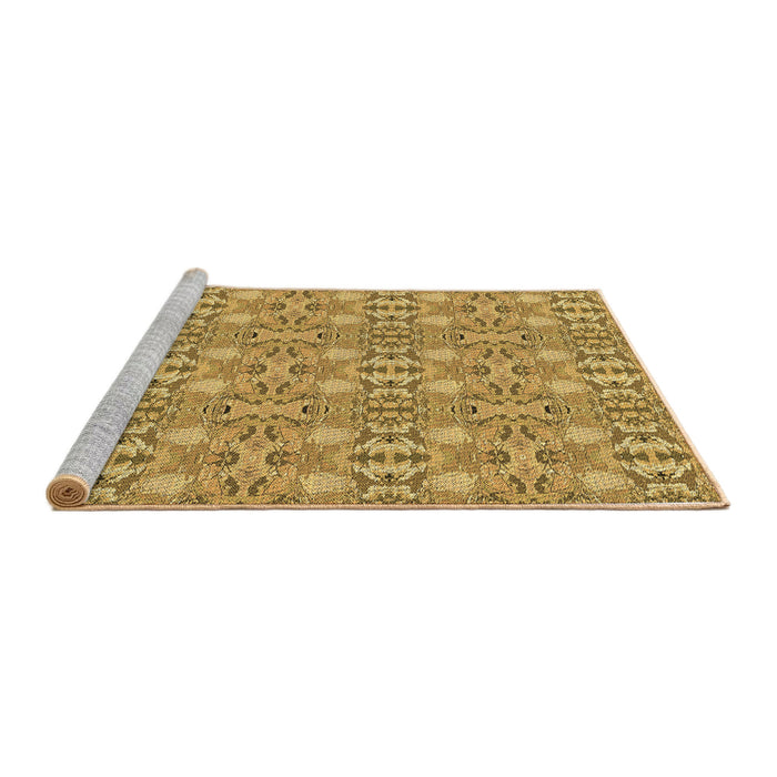 Sideview of Machine Washable Transitional Saffron Yellow Rug, wshpat1149brn