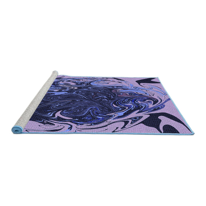 Sideview of Machine Washable Transitional Blue Rug, wshpat115blu
