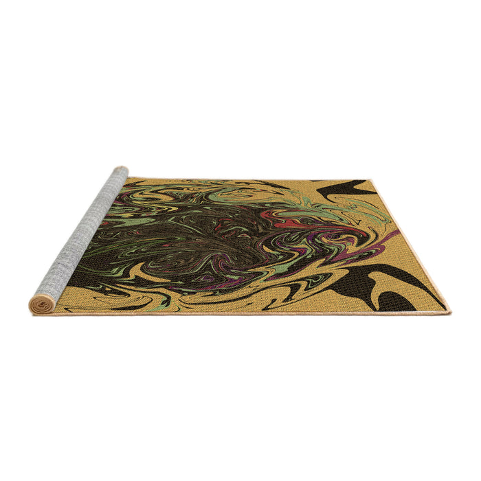 Sideview of Machine Washable Transitional Orange Gold Rug, wshpat115brn