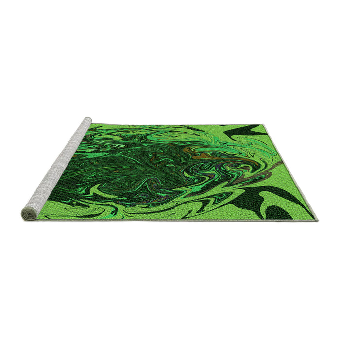 Sideview of Machine Washable Transitional Deep Emerald Green Rug, wshpat115grn