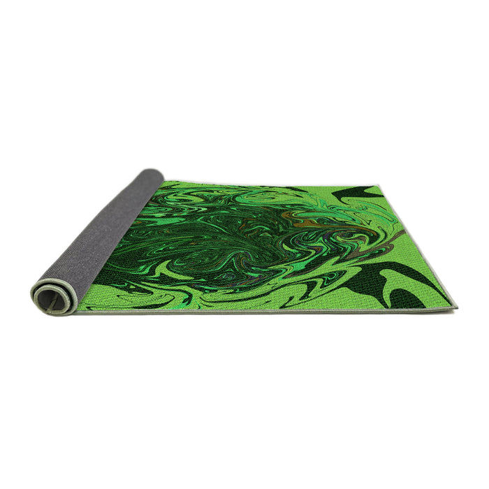 Thickness of Patterned Deep Emerald Green Rug, pat115grn