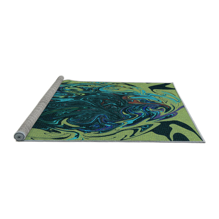 Sideview of Machine Washable Transitional Deep-Sea Blue Rug, wshpat115lblu