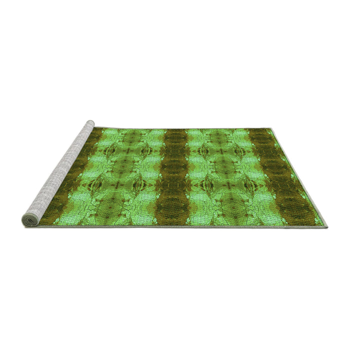 Sideview of Machine Washable Transitional Green Rug, wshpat1150grn