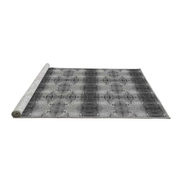Sideview of Machine Washable Transitional Grey Gray Rug, wshpat1150gry