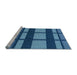 Sideview of Machine Washable Transitional Blueberry Blue Rug, wshpat1151lblu