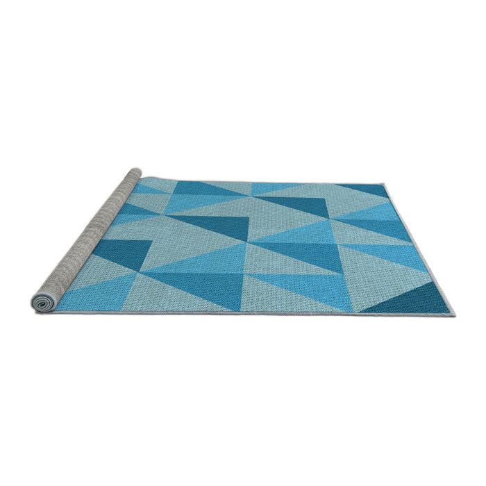 Sideview of Machine Washable Transitional Blue Rug, wshpat1152lblu