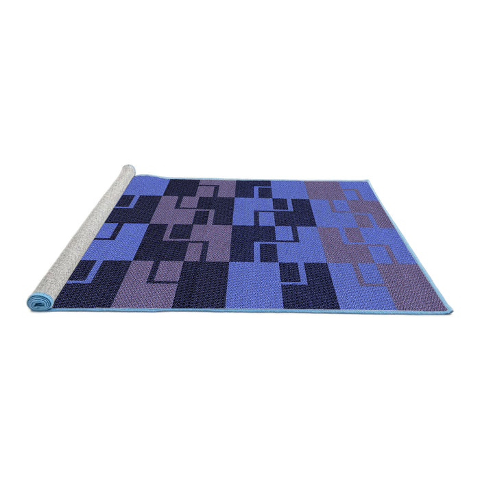 Sideview of Machine Washable Transitional Midnight Blue Rug, wshpat1153blu