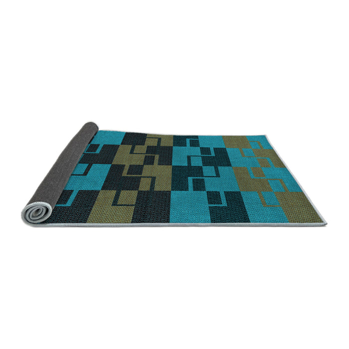 Thickness of Patterned Dark Slate Grey Green Rug, pat1153lblu