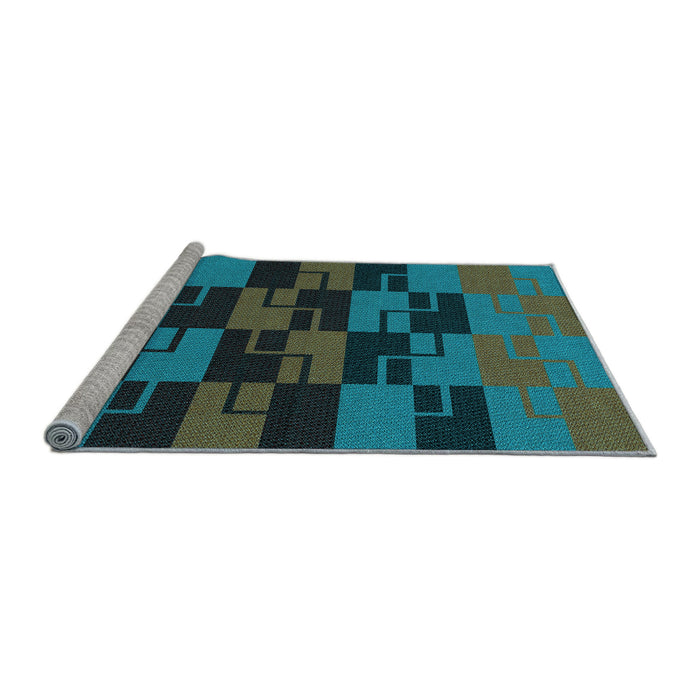 Sideview of Machine Washable Transitional Dark Slate Grey Green Rug, wshpat1153lblu
