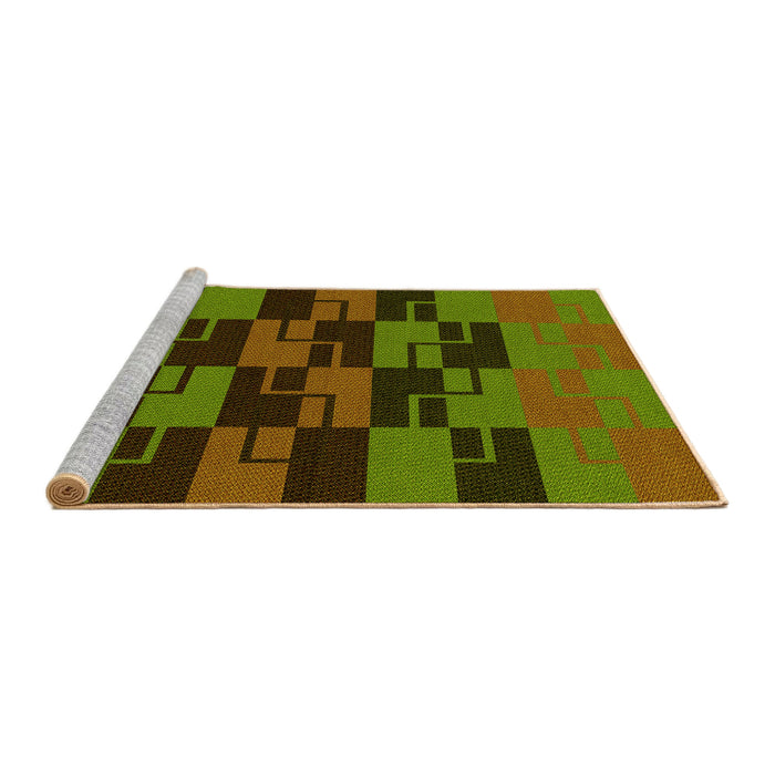 Sideview of Machine Washable Transitional Dark Yellow Green Rug, wshpat1153yw