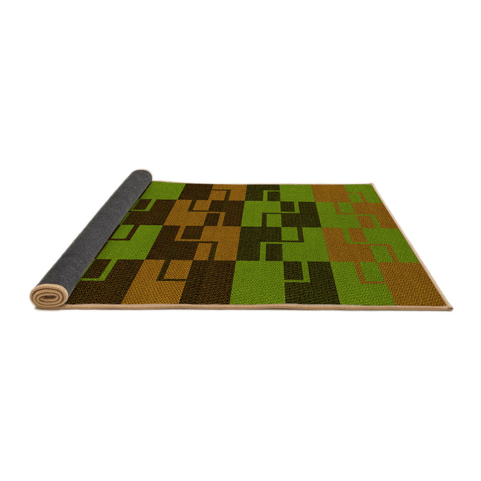 Thickness of Patterned Dark Yellow Green Rug, pat1153yw