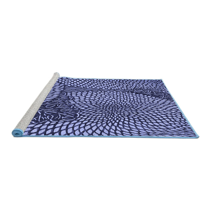 Sideview of Machine Washable Transitional Denim Blue Rug, wshpat1154blu