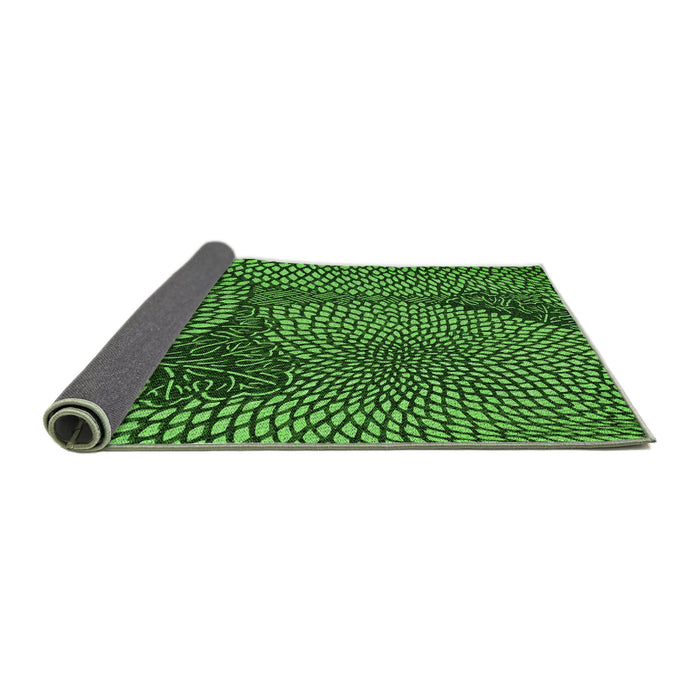 Thickness of Patterned Deep Emerald Green Rug, pat1154grn