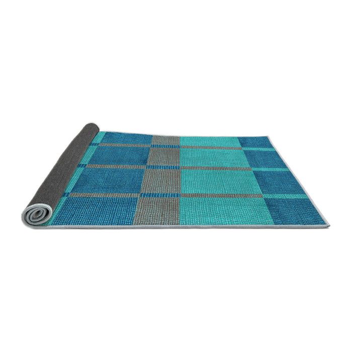 Thickness of Patterned Bright Turquoise Blue Rug, pat1156lblu