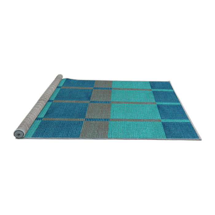 Sideview of Machine Washable Transitional Bright Turquoise Blue Rug, wshpat1156lblu