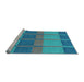 Sideview of Machine Washable Transitional Bright Turquoise Blue Rug, wshpat1156lblu