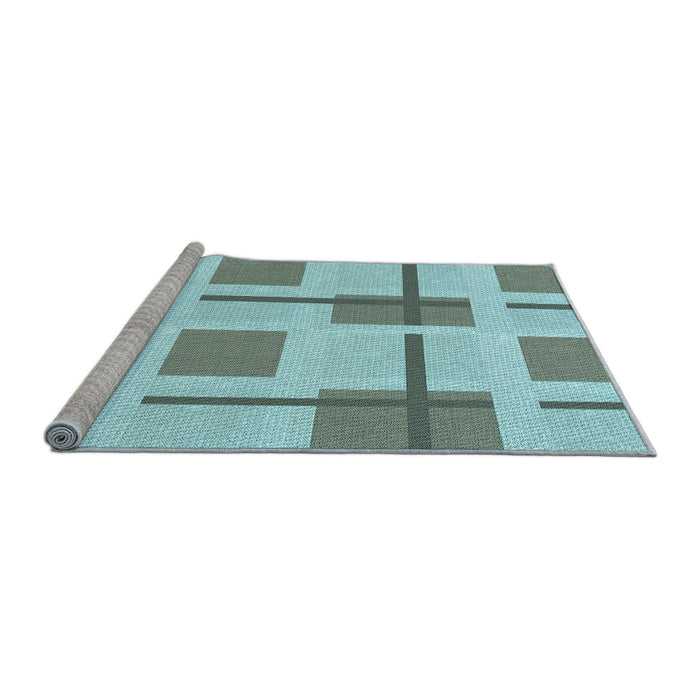Sideview of Machine Washable Transitional Blue Rug, wshpat1157lblu