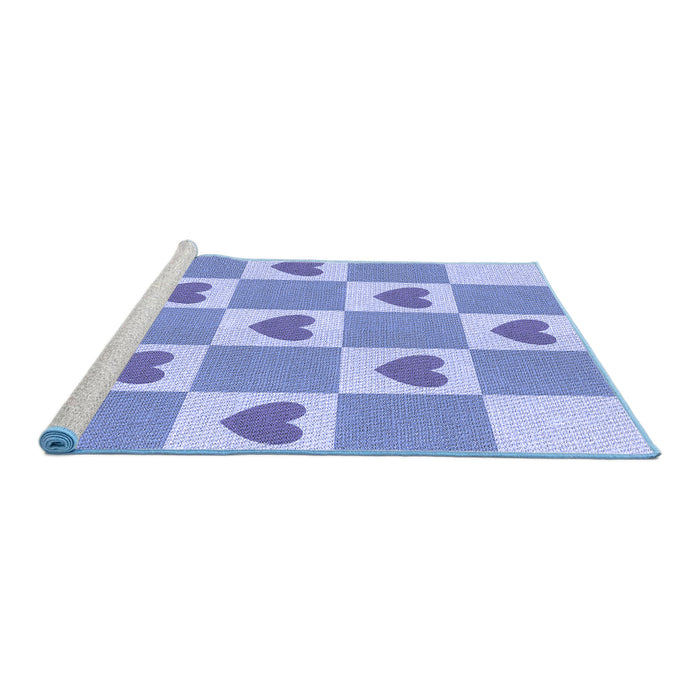 Sideview of Machine Washable Transitional Pastel Blue Rug, wshpat1159blu