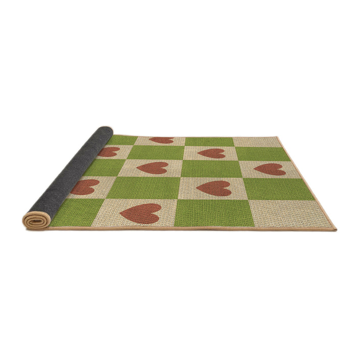 Thickness of Patterned Ginger Brown Green Rug, pat1159brn