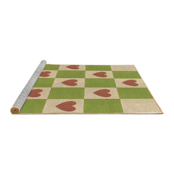Sideview of Machine Washable Transitional Ginger Brown Green Rug, wshpat1159brn