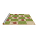 Sideview of Machine Washable Transitional Ginger Brown Green Rug, wshpat1159brn