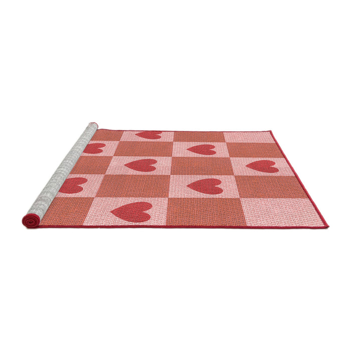Serging Thickness of Machine Washable Transitional Pastel Pink Rug, wshpat1159rd