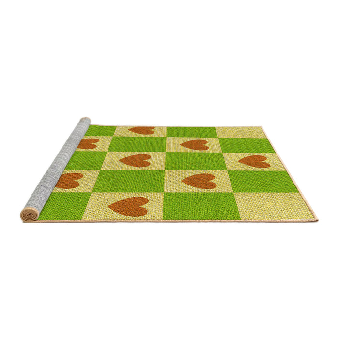 Sideview of Machine Washable Transitional Green Rug, wshpat1159yw