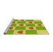 Sideview of Machine Washable Transitional Green Rug, wshpat1159yw