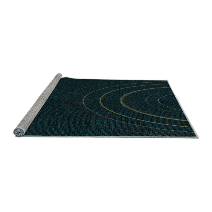 Sideview of Machine Washable Transitional Black Rug, wshpat116lblu