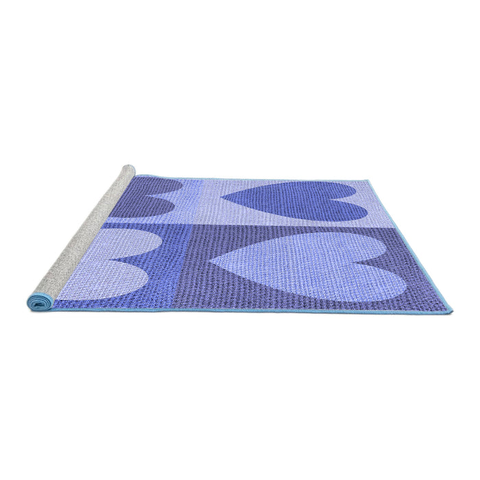 Sideview of Machine Washable Transitional Jeans Blue Rug, wshpat1161blu