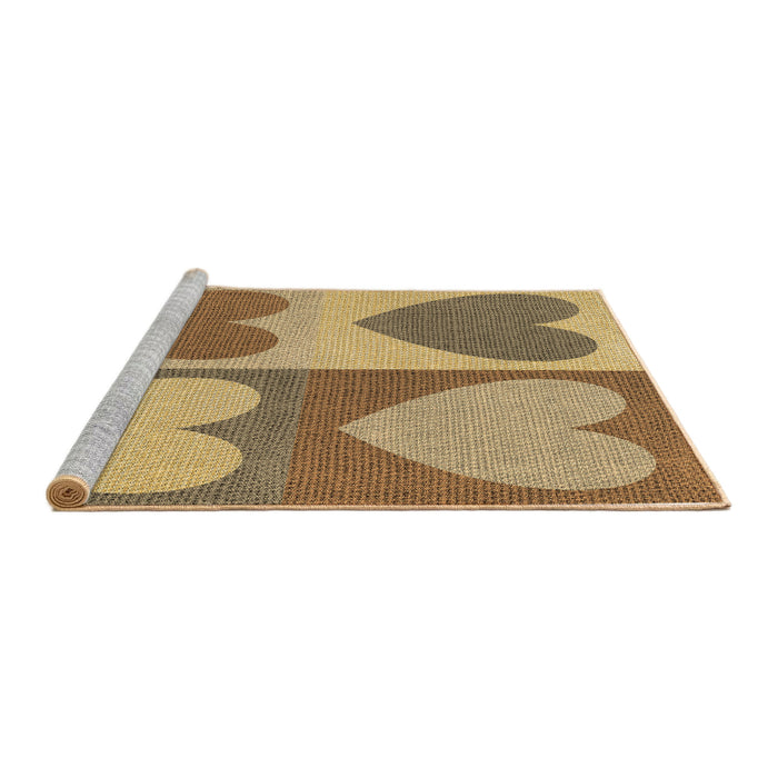 Sideview of Machine Washable Transitional Yellow Orange Rug, wshpat1161brn