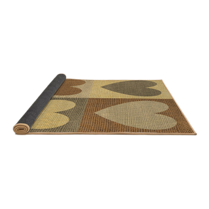 Thickness of Patterned Yellow Orange Rug, pat1161brn