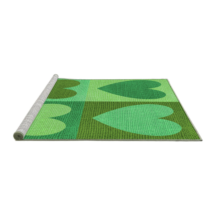Sideview of Machine Washable Transitional Neon Green Rug, wshpat1161grn