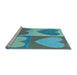 Sideview of Machine Washable Transitional Deep-Sea Green Rug, wshpat1161lblu