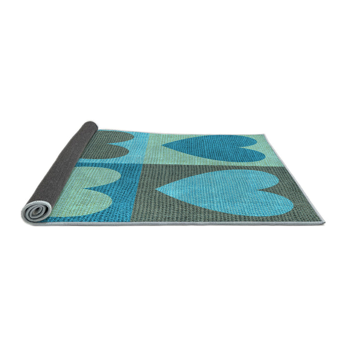 Thickness of Patterned Deep-Sea Green Rug, pat1161lblu