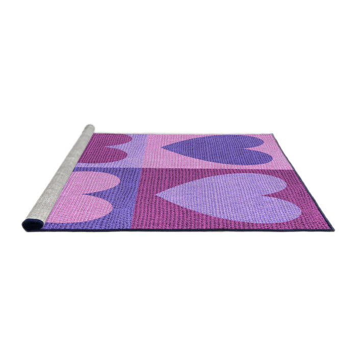 Sideview of Machine Washable Transitional Bright Lilac Purple Rug, wshpat1161pur