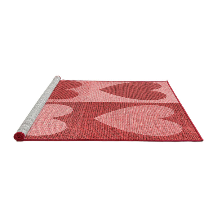 Sideview of Machine Washable Transitional Ruby Red Rug, wshpat1161rd