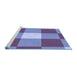 Sideview of Machine Washable Transitional Sky Blue Rug, wshpat1162blu